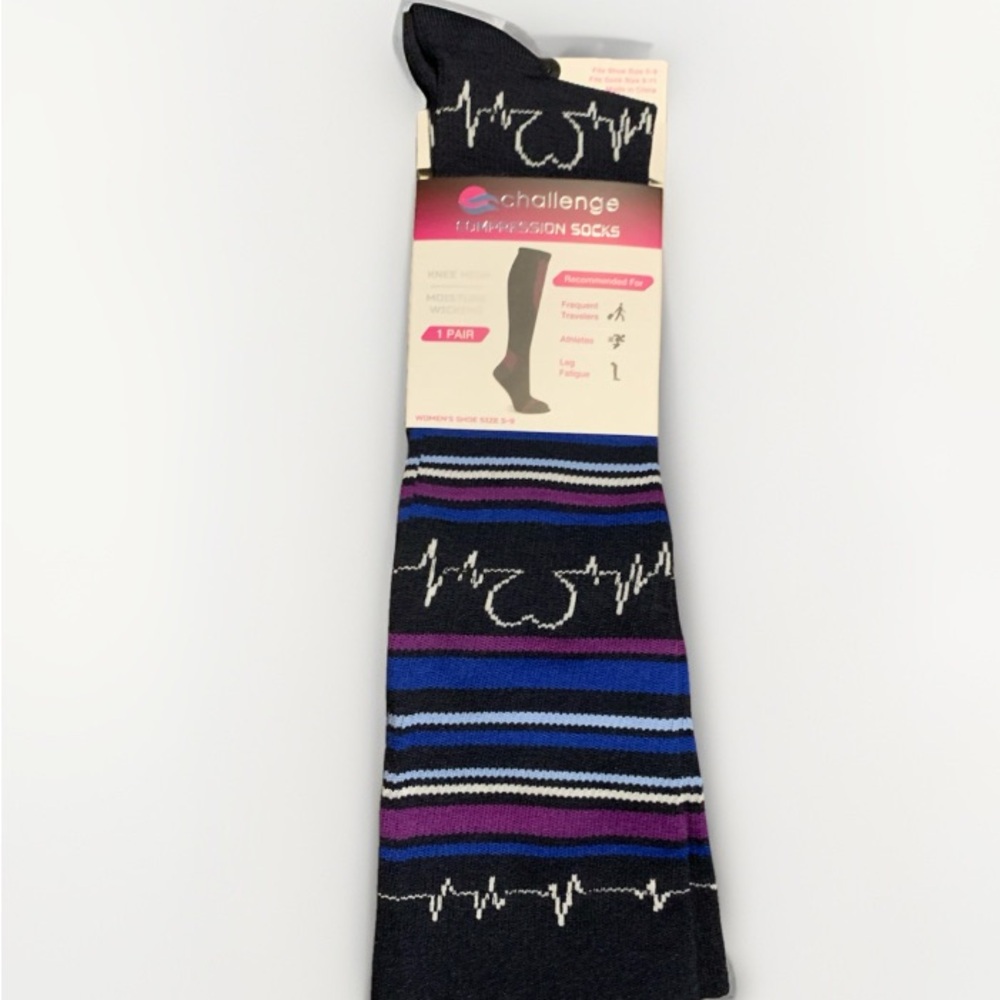 Compression Socks for Women with Heart EKG Nurses Doctors Design NWT